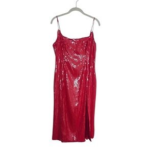 BARDOT Red Sequin Slip Dress Midi Party Cocktail Size XL 🌹